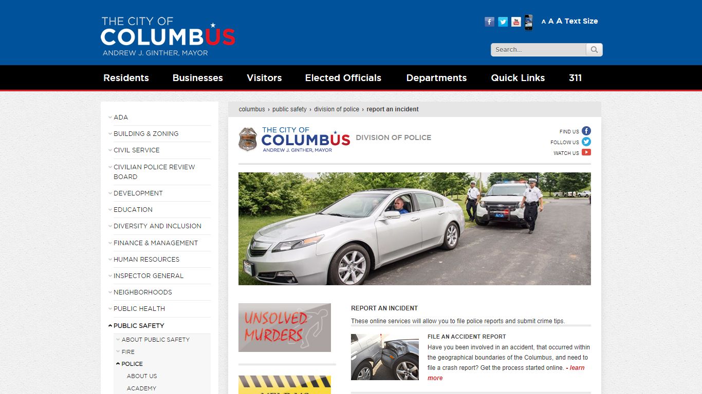 Report an Incident - Columbus